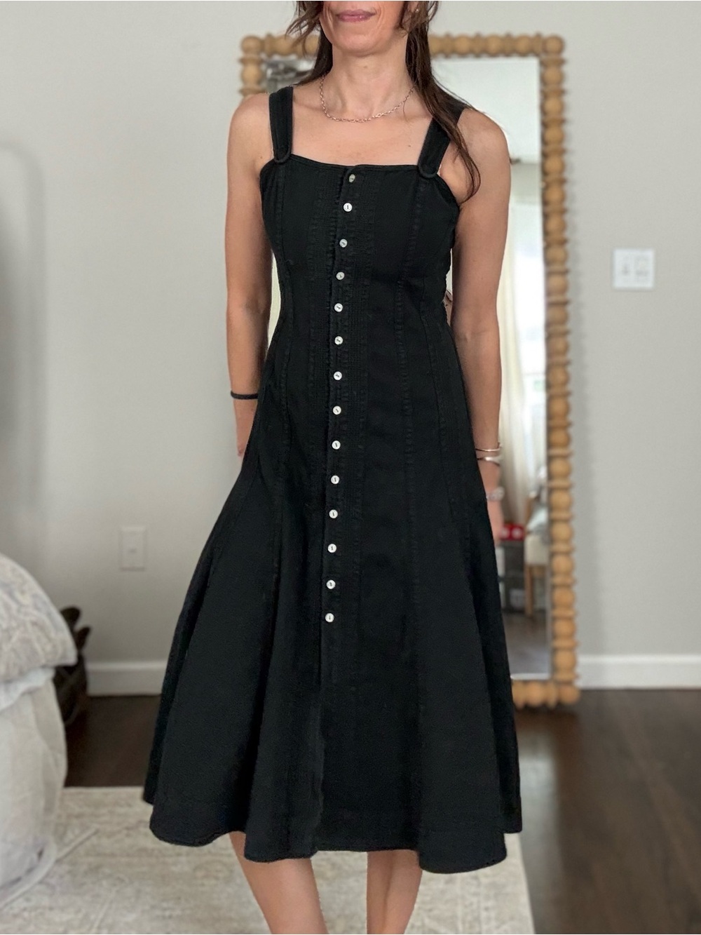 Lauren Jean Co. Ralph Lauren Black Denim Button-down Midi dress